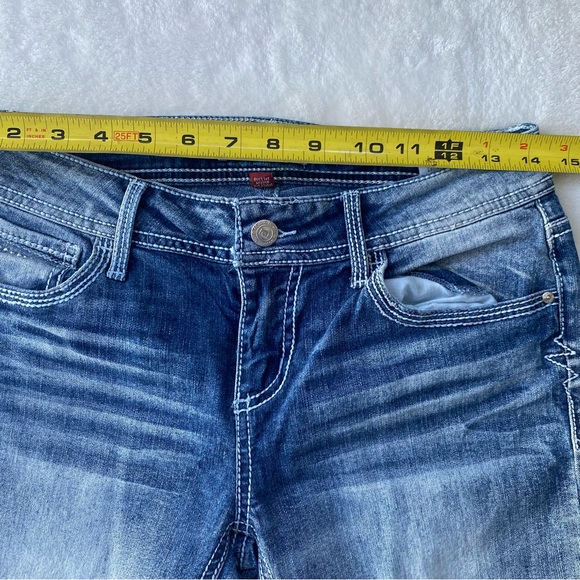 LEI Women's Low Rise Slim Boot Jeans Light Blue Size 5 Ashley Bling bedazzled - Picture 5 of 10